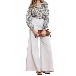 NEW VERONICA BEARD vicki wide leg denim jeans in white
